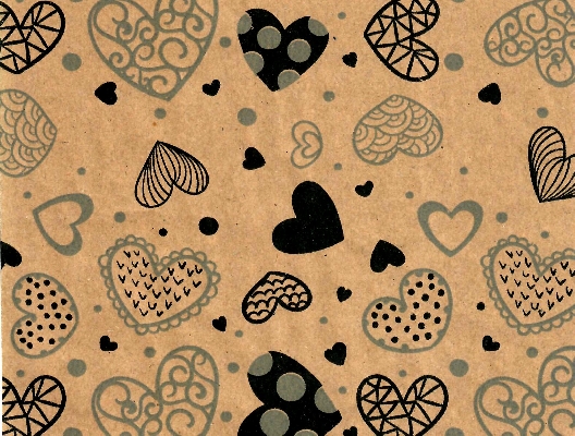 PAPEL DE REGALO KRAFT CUORE NEGRO-GRIS